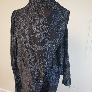Vintage Black and Blue Paisley Patterned Jacket